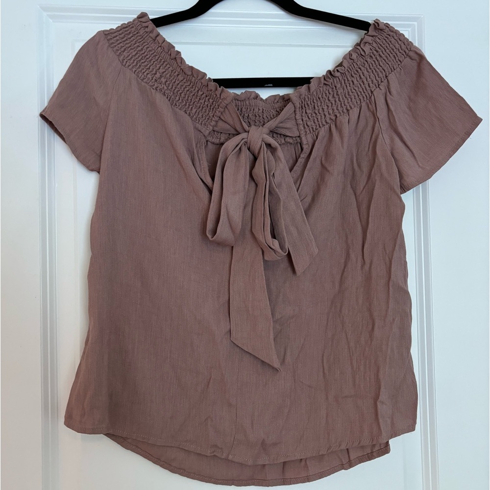 Breezy Linen-like Off the Shoulder Top